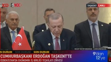 Cumhurbaşkanı Erdoğan Ekonomik İş Birliği Teşkilatı Zirvesi'nde konuşuyor