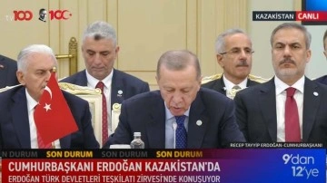 Cumhurbaşkanı Erdoğan Kazakistan'da konuşuyor