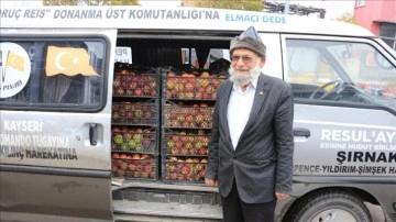 "Elmacı Dede" Denizli'de yetiştirdiği elmaları Şırnak'taki Mehmetçik için getird