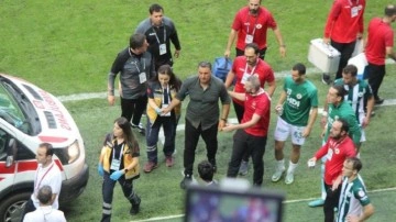 Giresunspor-Manisa FK maçında korku dolu anlar. Ambulansla hastaneye kaldırıldı